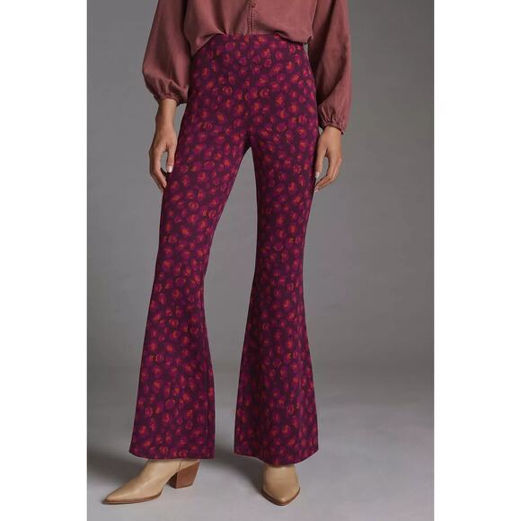 New Anthropologie Maeve Knit Flare Pants $130 X-SMALL Purple - Picture 2 of 5